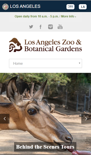 Photograph of the Los Angles Zoo homepage